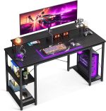 ODK 48 inch Computer Desk with Monitor Shelf and Storage Shelves, Writing Desk, Study Table with CPU Stand & Reversible Shelves, White